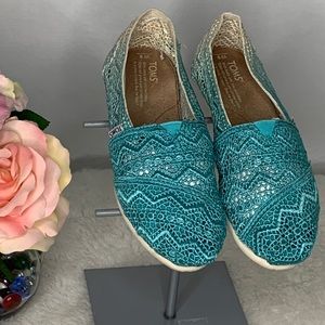 Toms Classic Green Dip-Dyed Crochet Slip-On Size W8